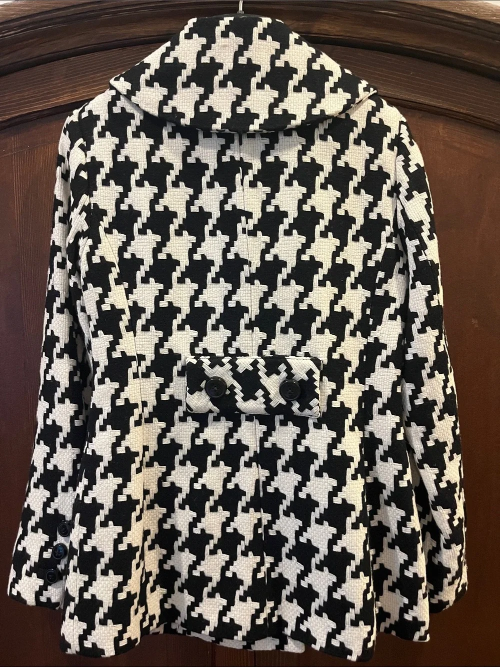 White House | Black Market Women’s Houndstooth Peacoat-sz S